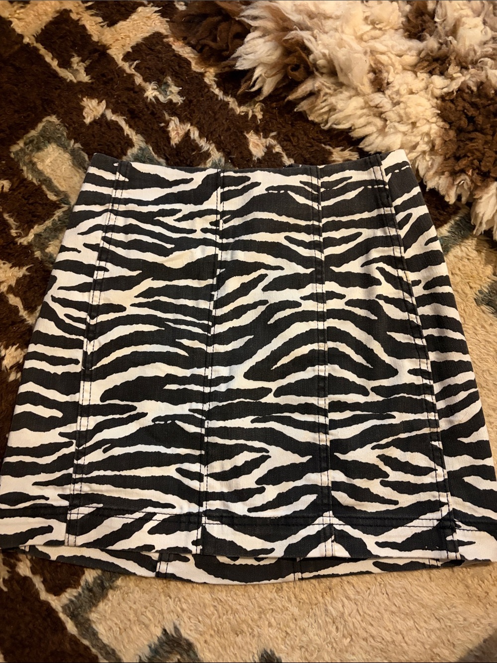 Zebra Print Mini Skirt - Black & White